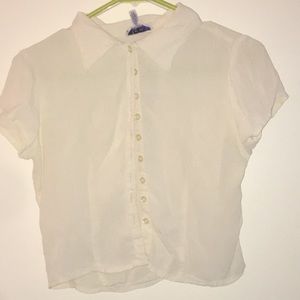 Thin white button up shirt